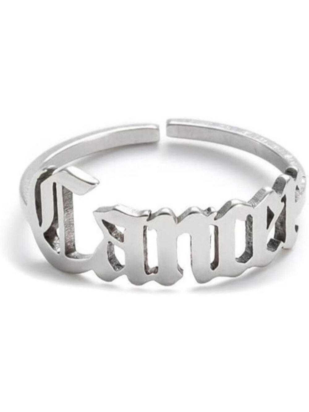 Silver Cancer Constellation Old English Adjustable Steel Zodiac Sign Ring